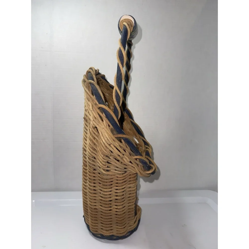 Vintage Handmade Woven Wicker Basket Grapes Tile Fruit Decor Wall Hanging/Sits